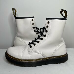 Doc Dr Martens Zavala White Combat Boots Women’s Size 8 Leather Eyelet Lace